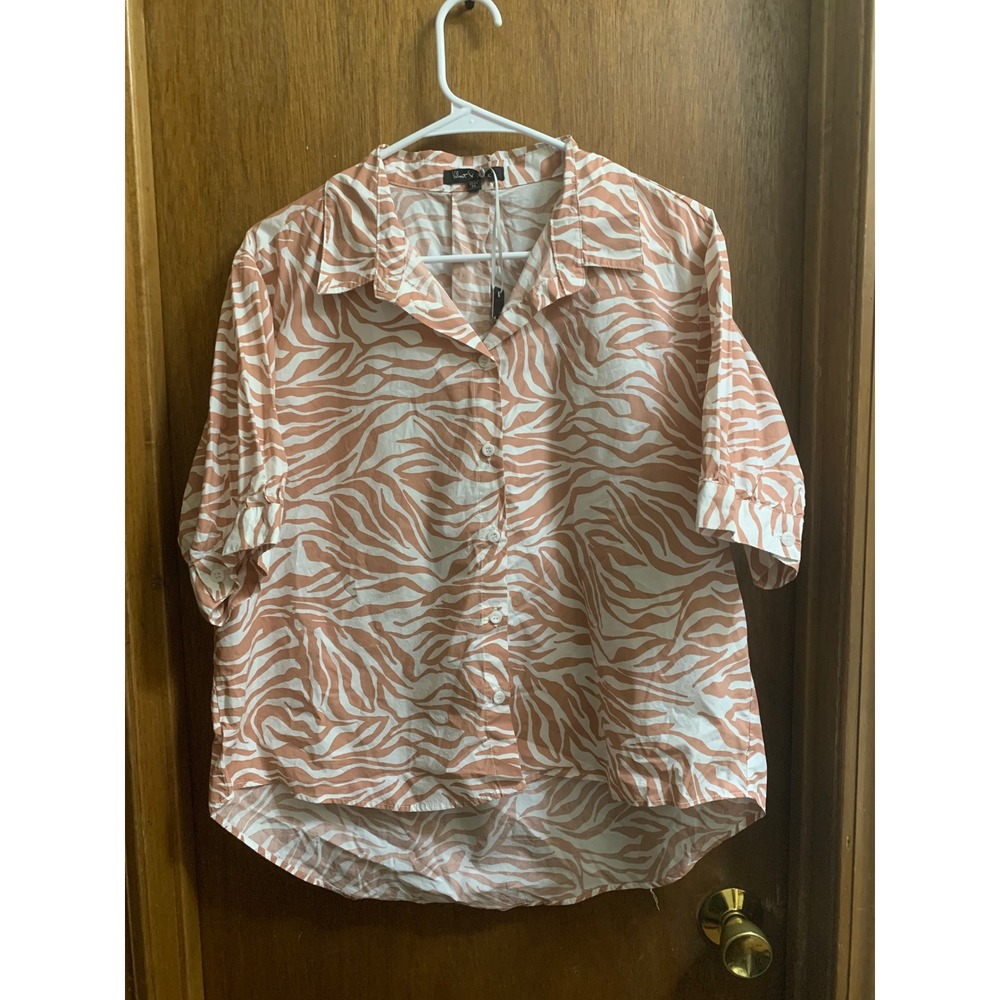Velvet Heart Zebra Print Button Down‎ Shirt Top Women's Medium